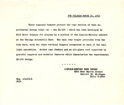 Press Release dated March 12, 1953 