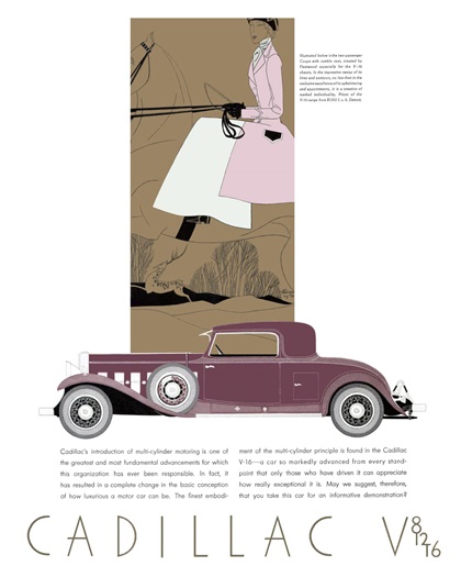 Cadillac/LaSalle Advertising (1931): Deco Art by Leon Benigni