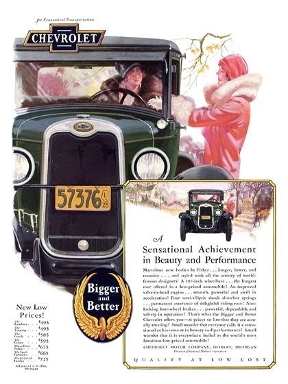 Chevrolet Advertising Art by Frederic Mizen (1928): Bigger and Better