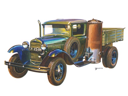ГАЗ–42 (Газогенераторная модификация ГАЗ–ММ), 1939–1946 – Рисунок А. Захарова / Из коллекции «За рулём» 1982-3