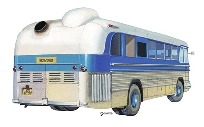 Газотурбинный автобус Турбо НАМИ–053, 1959 – Рисунок А. Захарова / Из коллекции «За рулём» 1983-12
