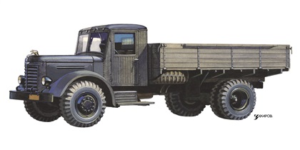 ЯА3–200 (Первый отечественный дизельный грузовик), 1947–1951 - Рисунок А. Захарова / Из коллекции «За рулём» 1983-9