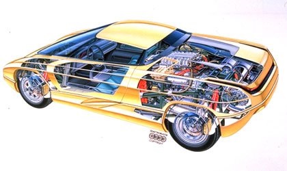 Chevrolet Corvette Nivola (Bertone), 1990 - Cutaway