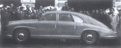 Prototype #2 - The motoring press got its first peek at the car at the 1947 Mille Miglia. By then, a front-mounted radiator was fitted and Zagato had revised the bodywork.