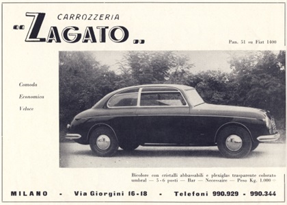 Fiat 1400 Panoramica (Zagato), 1951