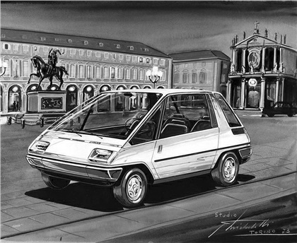 Fiat 126 City Car (Michelotti) - Design Sketch, 1973