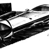 X1000 Corvair SuperGT Low Roof Aerodynamic Coupe race car - Roy Lonberger - Original sketch