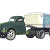 ГАЗ–51П (Седельный тягач на базе ГАЗ–51 с полуприцепом ПАЗ–744), 1956–1975 – Рисунок А. Захарова / Из коллекции «За рулём» 1982-8