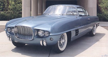 The 1954 Dodge Firearrow Sport Coupe was another variation on the Firearrow theme. Note the token bumperettes and wraparound backlight.