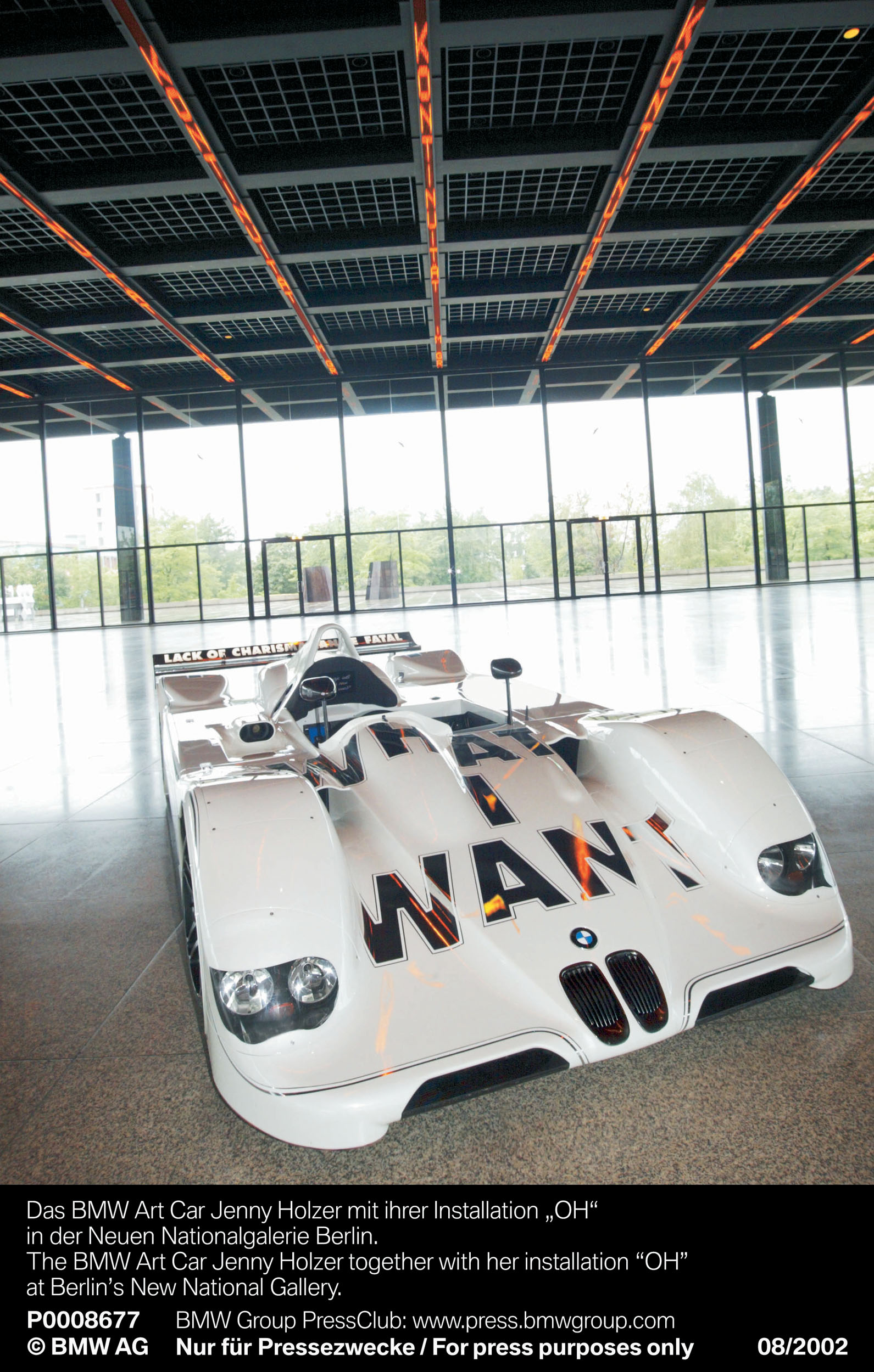 BMW V12 LMR Art Car # 15 (1999): Jenny Holzer