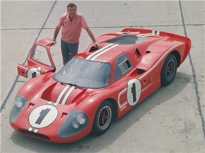 24 Hours of Le Mans, Le Mans, France, 1967. Carroll Shelby with the race winning Ford Mark IV.