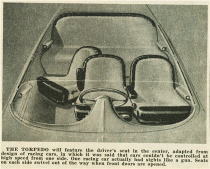 Tucker Torpedo, Proposed Center Steering (Automotive News - Dec. 10, 1945)