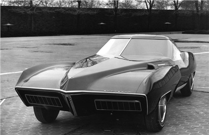 This 1965 full-scale mockup for a Cadillac V16 two-seater was photographed in the GM Design viewing court.