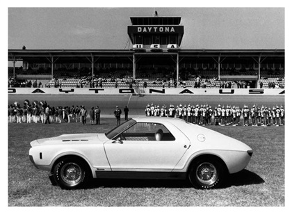 AMC AMX Prototype (Vignale), 1967 - This is the Vignale after it was painted white. It is shown at the Daytona International Speedway.