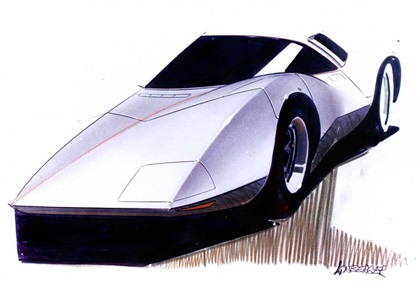 X1000 Corvair SuperGT Low Roof Aerodynamic Coupe race car - Roy Lonberger - Design sketch