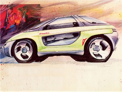 This original rendering of the Stinger concept was done by GM Design Staff and closely resembles the finished vehicle.