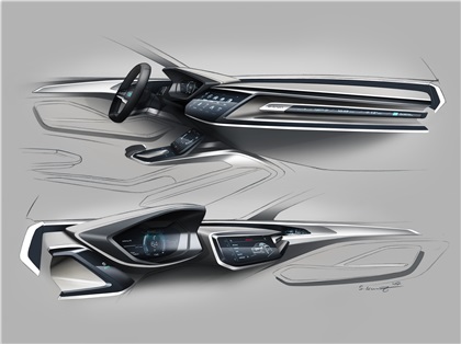 Audi E-Tron Sportback Concept, 2017 - Interior Design Sketch