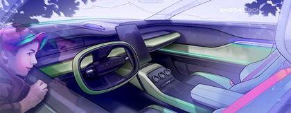 Skoda Vision 7S Concept, 2022 – Design Sketch – Interior