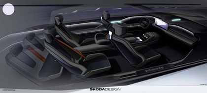 Skoda Vision 7S Concept, 2022 – Design Sketch – Interior