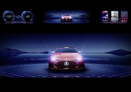 Mercedes-Benz Concept CLA Class, 2023 – UI/UX delivers digital luxury experience individualised to customer needs through art, entertainment and advanced immersive graphics
