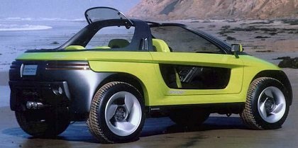 A movable back windshield offered rear-seat riders in the 1989 Pontiac Stinger concept car the absolute minimum of protection.