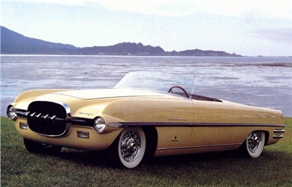 The Dodge Firearrow II concept car was a modified 1954 version of the original Firearrow roadster concept. Note the frameless windshield.