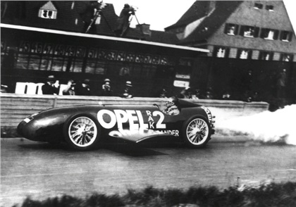 Fritz von Opel in his rocket powered racer, 1928 