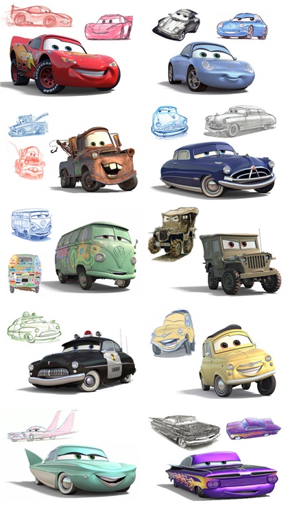 Disney/Pixar Cars Characters Sketches