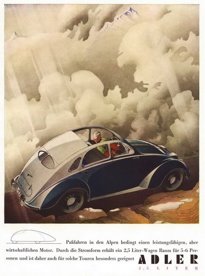 Adler (1938): Advertising Art by Bernd Reuters - Passfahrten In Den Alpen