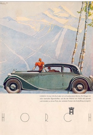 Horch 830 - Alpenpanorama: Advertising Art by Bernd Reuters