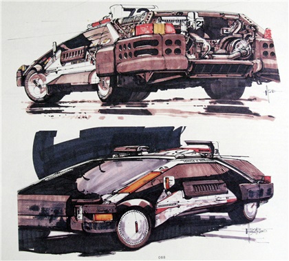 Сoncept art for Blade Runner by Syd Mead - Police cruiser, 1980