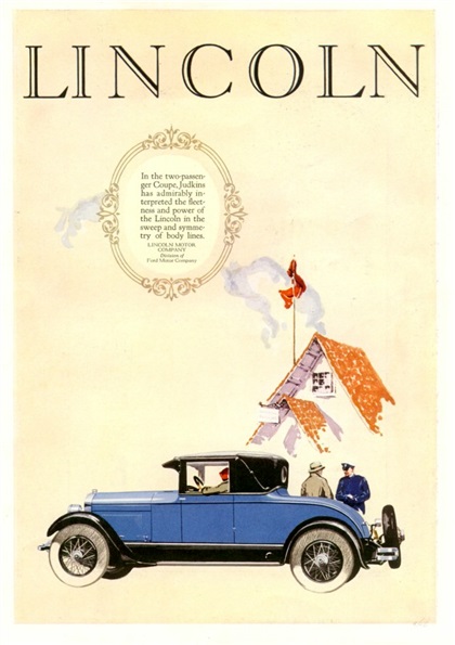 Lincoln Ad (May, 1926): 2-Passenger Coupe by Judkins - Illustrated by Haddon Sundblom?