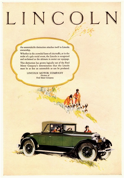 Lincoln Ad (October, 1926): Club Roadster by Dietrich - Illustrated by Fred Cole