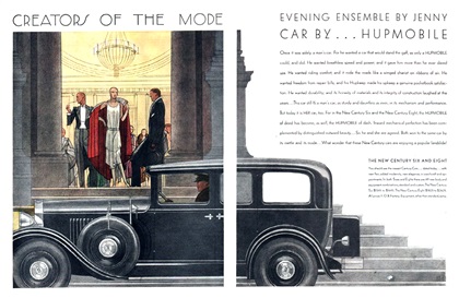 Hupmobile Advertising Art by Bernard Boutet de Monvel (February-March, 1929): Creators of the Mode - Evening Ensemble by Jenny... Car by Hupmobile