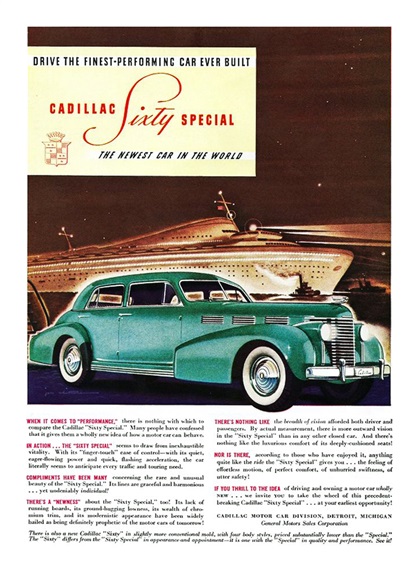 Cadillac Sixty Special Ad (1938) - Illustrated by Jon Whitcomb