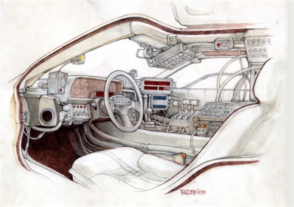 DeLorean DMC-12 "Time Machine" (1985): Concept Art by Ron Cobb