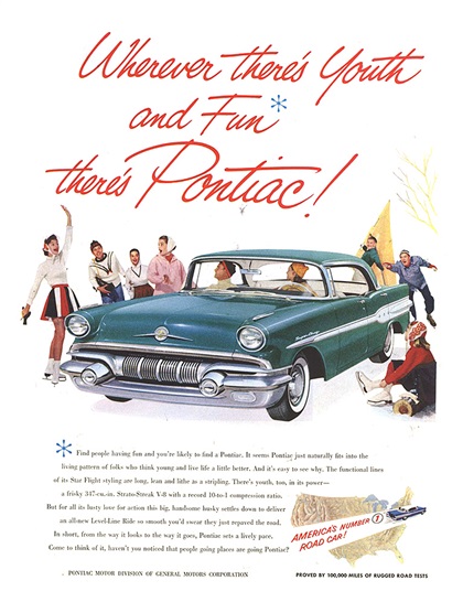 Pontiac Ad (February, 1957) - Super Chief - Wherever there’s Youth and Fun, there’s Pontiac! 