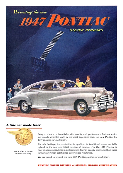Pontiac Torpedo Sedan-Coupe Ad (March, 1947): Presenting the new 1947 Pontiac Silver Streaks