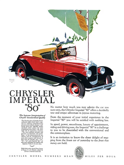 Chrysler Imperial "80" Ad (February, 1927): Roadster - Illustrated by Frank Quail