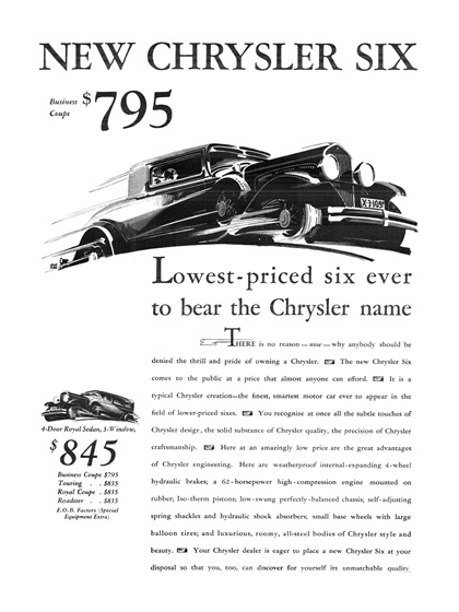 Chrysler Six Business Coupe Ad (May, 1930) - Illustrated by Fred Cole