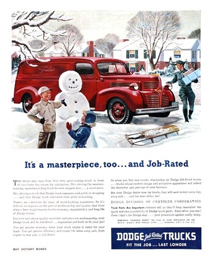 Dodge Trucks Ad (January, 1946): It's a masterpiece, too... and Job-Rated