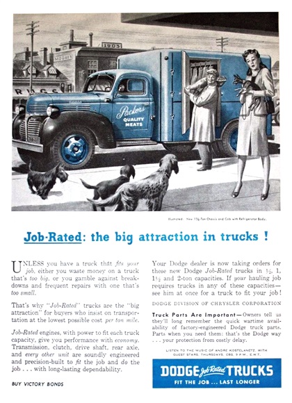 Dodge Trucks Ad (1945) - Job-Rated: the big attraction in trucks!