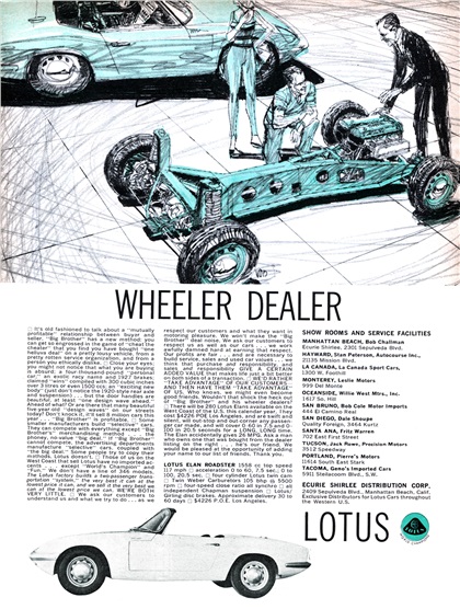 Lotus Elan Roadster Ad (March, 1965) - Wheeler Dealer