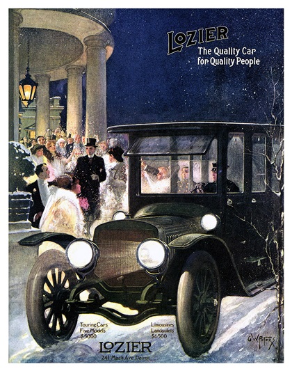 Lozier Limousine Ad (1913): The Quality Car for Quality People - Illustrated by G.W.Peters