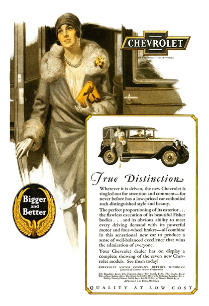 Chevrolet Ad (March, 1928): True Distinction