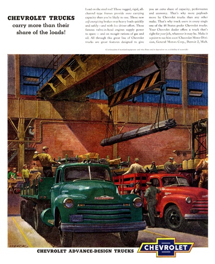 Chevrolet Trucks Ad (March, 1951): Illustrated by Peter Helck