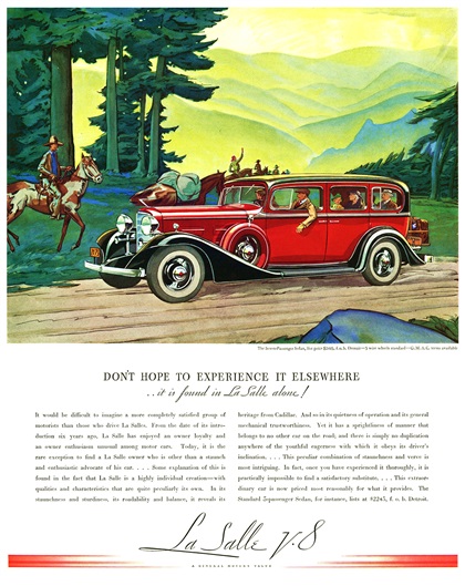 La Salle V-8 Seven-Passenger Sedan Ad (1933)