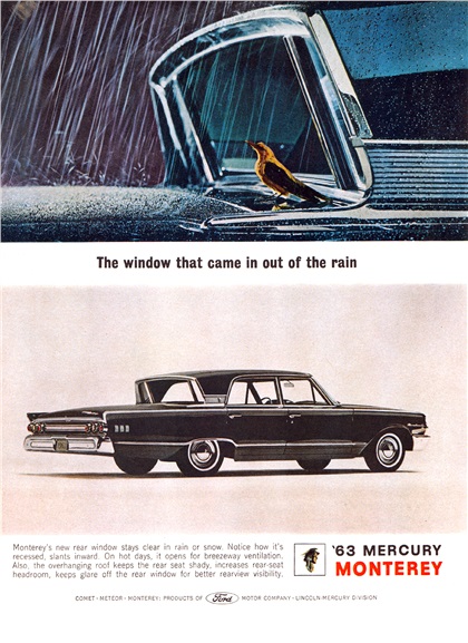 '63 Mercury Monterey Ad (November, 1962) - The window that came in out of the rain