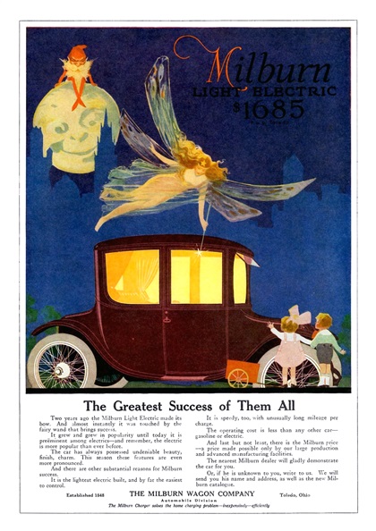 Milburn Light Electric Ad (November, 1916) - The Greatest Success of Them All