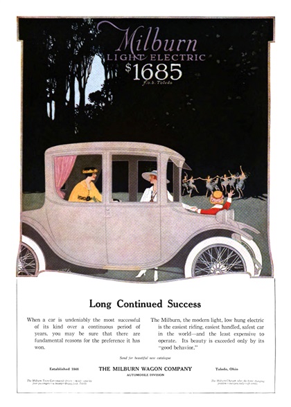 Milburn Light Electric Ad (April–May, 1917) - Long Continued Success